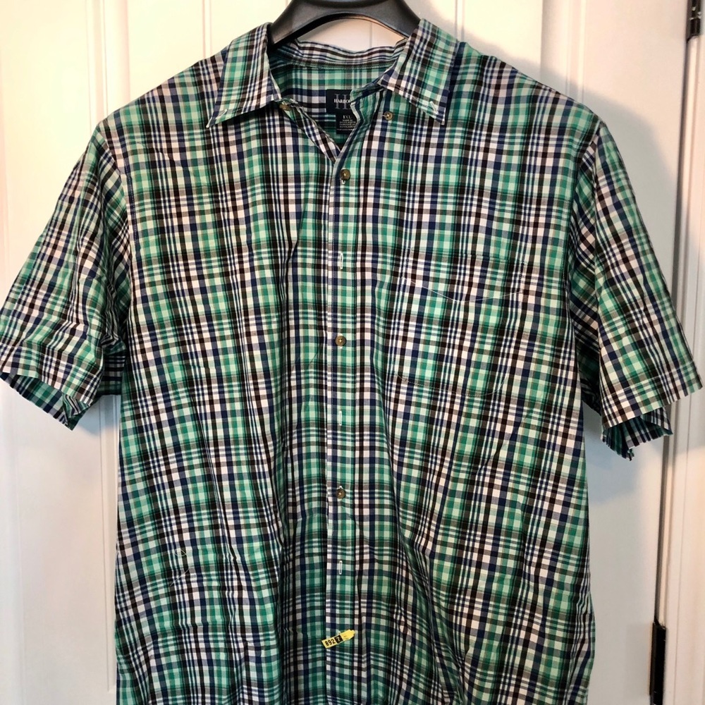 Harbor Bay green & blue plaid sport shirt